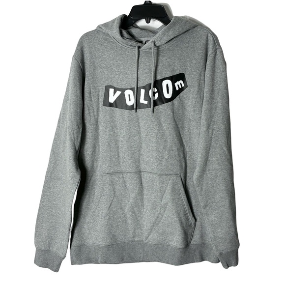 New Volcom Gray Graphic Printed Hoodie Mens Large - Picture 1 of 7